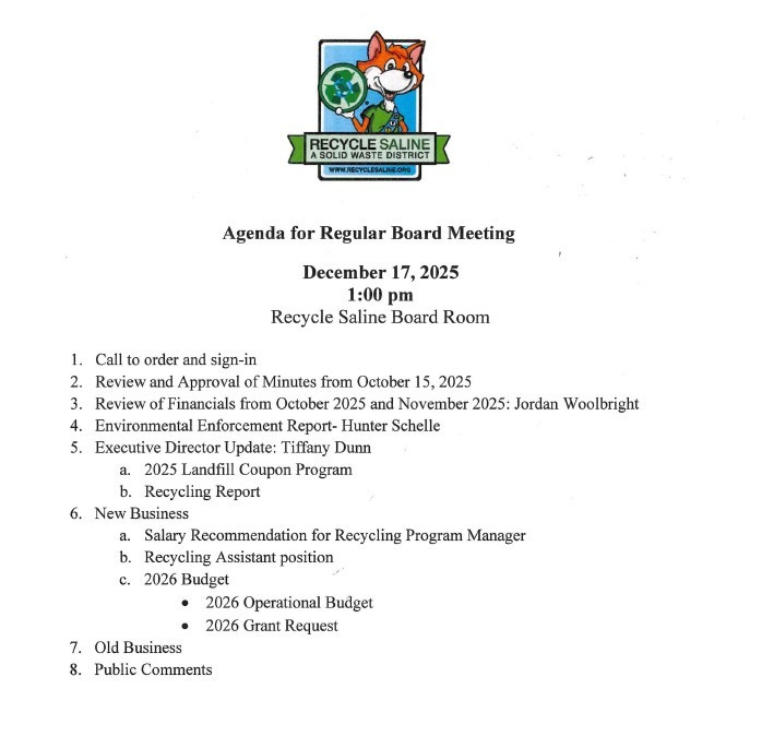 Recycle Saline Board Meeting